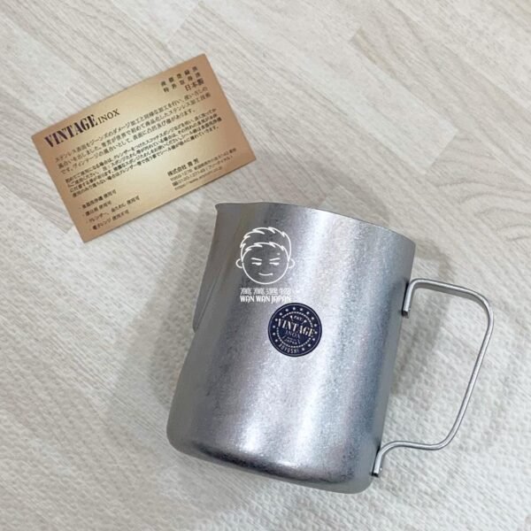 日本製。青芳製作所。VINTAGE INOX。不銹鋼。舊化。復古。牛奶杯。拉花杯（600ml）：圖片 10