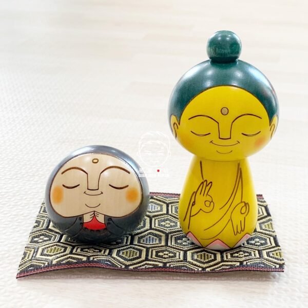 日本製。kokeci。卯三郎。卯三郎の孫。木製。厄除。招福。祈願。佛陀。佛像（釋迦摩尼佛、地藏王，含布墊）：圖片 5