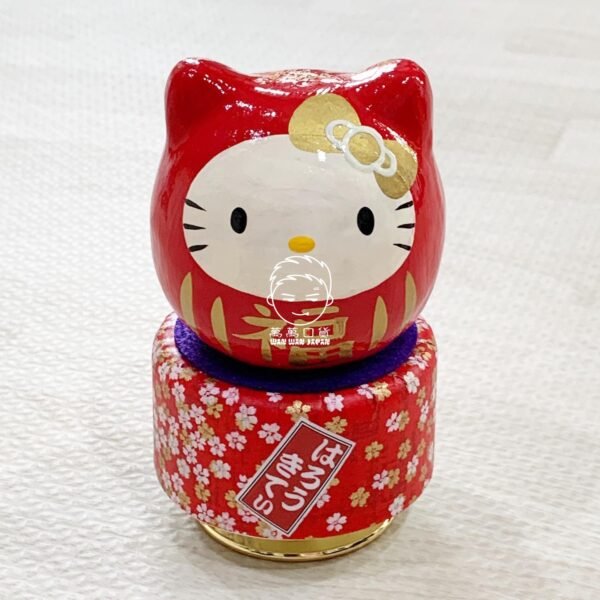 日本製。HELLO KITTY。凱蒂貓。達摩。福神。不倒翁。緣起物。和風。福。福入。旋轉。音樂盒：圖片 3