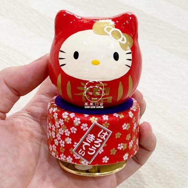 日本製。HELLO KITTY。凱蒂貓。達摩。福神。不倒翁。緣起物。和風。福。福入。旋轉。音樂盒