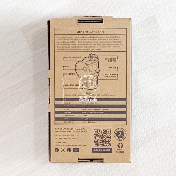 BAREBONES。充電式。黃銅。礦燈。礦井。礦工燈。迷你。造型。底部。磁吸式。LED燈：圖片 5